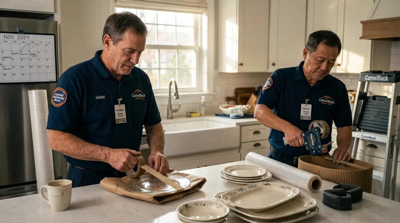 Professional crew packing kitchen dishware in Penngrove, CA